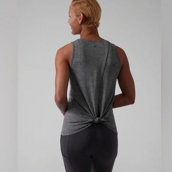 ATHLETA Foothill Gray Seamless Breathable Workout Tank with Optional Tie Back S - Picture 4 of 12